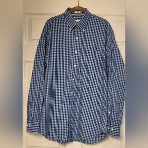 Peter Millar Classic Blue Gingham/plaid/checkered Long Sleeve Button Down Large